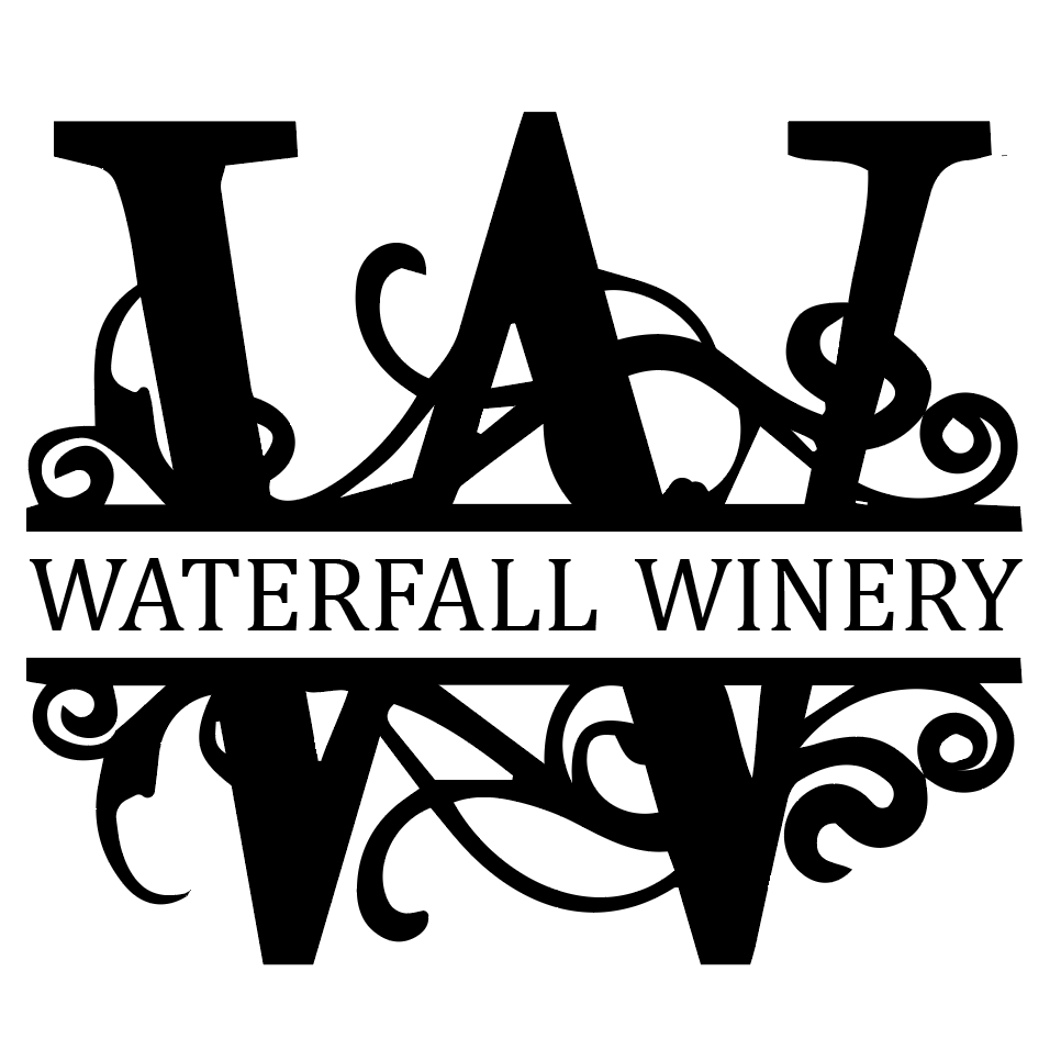 Waterfall Winery logo in black.