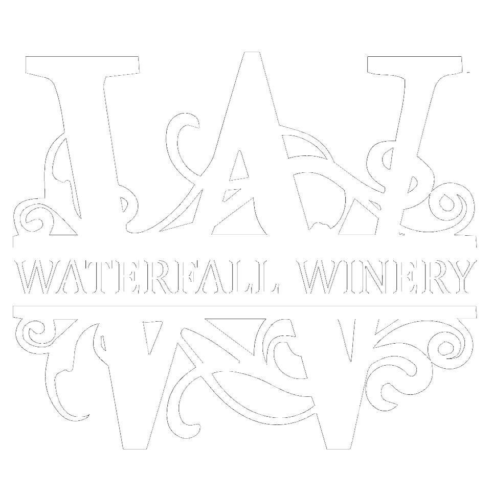 Waterfall Winery logo in white.